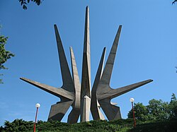 Memorial to Yugoslav Partisans in Serbia, an "intuitive case of resistance".[1]