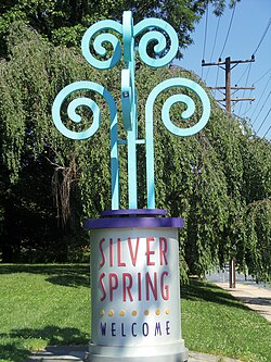 A Silver Spring welcome sign on Georgia Avenue in June 2012