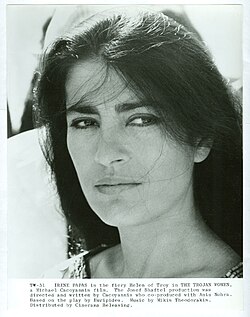 Papas in a publicity still for The Trojan Women (1971), where she played Helen of Troy[2]