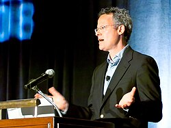 Nicholas Carr speaking at the 12th Annual Gilder/Forbes Telecosm Conference at The Sagamore Resort in Lake George, New York on May 28, 2008.