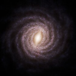 Artist's impression of the structure of the Milky Way based on data from the European Space Agency's Gaia telescope, including the location of the spiral arms, bar, and bulge