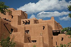 Pueblo style building in Santa Fe, New Mexico