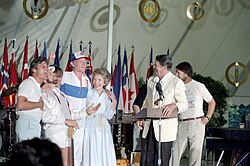 The Beach Boys with President Ronald Reagan and First Lady Nancy Reagan at the White House, June 1983