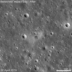 Crash site of Beresheet as seen by the Lunar Reconnaissance Orbiter