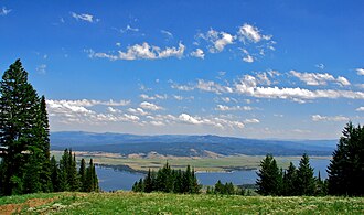 View from the top of West Mountain at Tamarack Resort, overlooking Lake Cascade to the east