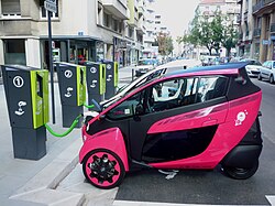 Toyota i-Road, a three-wheeled battery powered personal mobility vehicle