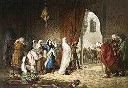 Manuel Gómez-Moreno González's 19th-century depiction of Muhammad XI's family in the Alhambra moments after the fall of Granada.