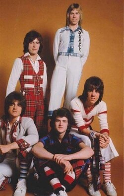 The Bay City Rollers in 1975 dressed in tartan clothing, something which would later become their signature look