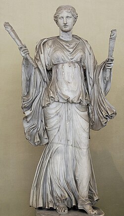 Artemis holding torches. Marble, Roman copy of the 2nd century CE after a Greek original of the 4th century BCE. Museo Chiaramonti, Vatican Museums