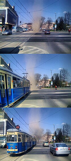 A dust devil in Kraków, Poland