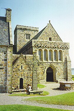 Iona Abbey in Scotland, founded by Saint Columba