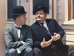 Laurel (left) and Hardy in 1938