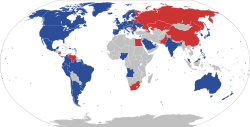Signatories of the Artemis Accords (blue) and International Lunar Research Station (red).