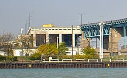 An approach that had been constructed for a proposed twin span to the Ambassador Bridge