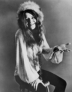 Joplin photographed by Jim Marshall in 1969,[21] one year before her death