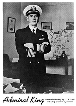 Signed Promotional picture of Admiral King, a notable Lorain High School alumnus.