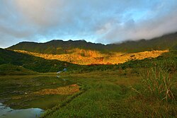 Galunggung mountain in 2017. Nowadays, the caldera is used as a camping site