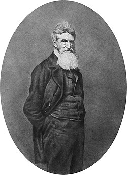 Three-quarter-length portrait of John Brown, salt print, reproduction of daguerreotype attributed to Martin M. Lawrence, May 1859