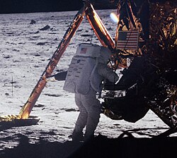 Neil Armstrong, one of the first two people to land on the Moon and the first to walk on the lunar surface, July 1969