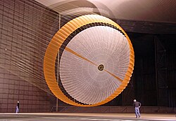 MSL's parachute is 16 m (52 ft) in diameter.