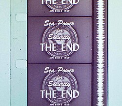 16 mm sound movie showing a variable-width sound track on single-perforation film stock