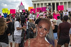 The #FreeBritney movement in front of the Lincoln Memorial, 2021