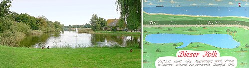 Kolk from the 1717 Christmas flood in Horumersiel (de: Horumersiel) with information board
