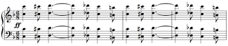 Introduction to Sousa's "Washington Post March", mm. 1–7 features octave doubling[56] and a homorhythmic texture