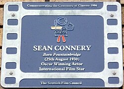 Sean Connery plaque near the site of his birth in Fountainbridge, Edinburgh