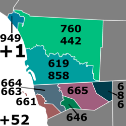 Area codes of the metropolitan area