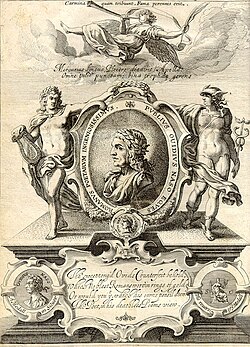 Engraved frontispiece of George Sandys's 1632 London edition of Ovid's Metamorphoses Englished