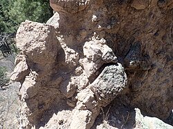 Outcrop of a block and ash flow in the Tschicoma Formation, New Mexico, US