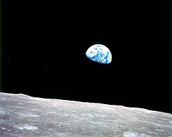 The famous Earthrise photo, the first of its kind taken by a human