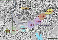 Location of Yellowstone Hotspot in Millions of Years Ago