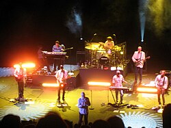 The touring lineup of Mike Love and Bruce Johnston's "The Beach Boys Band", with David Marks, in 2008