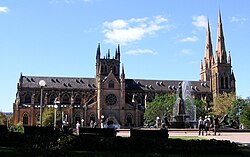 St. Mary's Cathedral, Sydney has a typical cruciform plan.