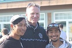 Alaska Governor Mike Dunleavy meets with firefighters on August 25, 2019