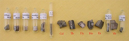 Samples of lanthanide elements (excluding promethium)