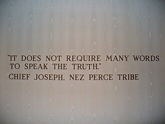 A wall-mounted quote by Chief Joseph in The American Adventure in the World Showcase pavilion of Walt Disney World's Epcot