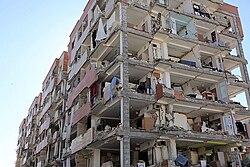Damage to an apartment block in Sarpol-e Zahad