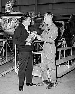 James Doohan (left) visiting NASA's Dryden Flight Research Center with pilot Bruce Peterson April 13, 1967 in front of the Northrop M2-F2