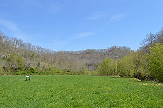 Middle Creek battlefield. Garfield commanded from the distant hill in the center of the photo.