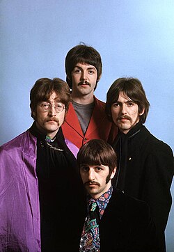 The Beatles in a promotional photo for "All You Need Is Love" in 1967