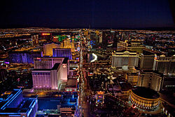 The Las Vegas Strip in Las Vegas, the heart of the gambling industry in the United States