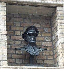 Bust outside the Corn Exchange in Bedford, England, where Miller played in World War II