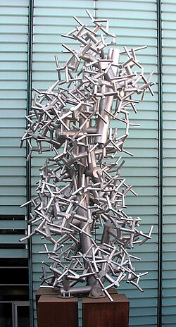 Jean-Pierre Morin's sculpture Espace Fractal outside Bibliothèque et Archives nationales du Québec in Montreal Canada