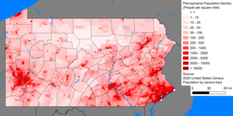 Pennsylvania population density map