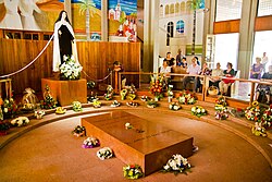 Tomb of Saint Teresa of Jesus of Los Andes, bearing the inscript "El amor es mas fuerte ("Love is stronger" [than death])