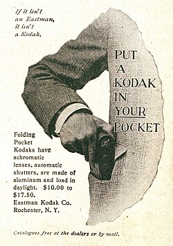 Advertisement for a folding "pocket" Kodak camera (August 1900)