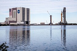 The Artemis II stack being rolled out of the VAB before its February launch attempt, January 2026